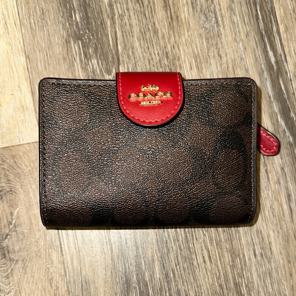 Coach Brown and Red Bifold Wallet